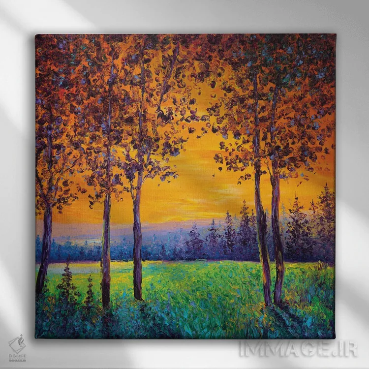 تابلو دکوراتیو غروب آفتاب اثر کیمبرلی آدامز - نمای روبهرو روی دیوار