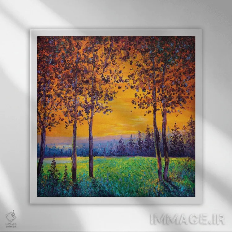 تابلو دکوراتیو غروب آفتاب اثر کیمبرلی آدامز - نمای قابدار سفید