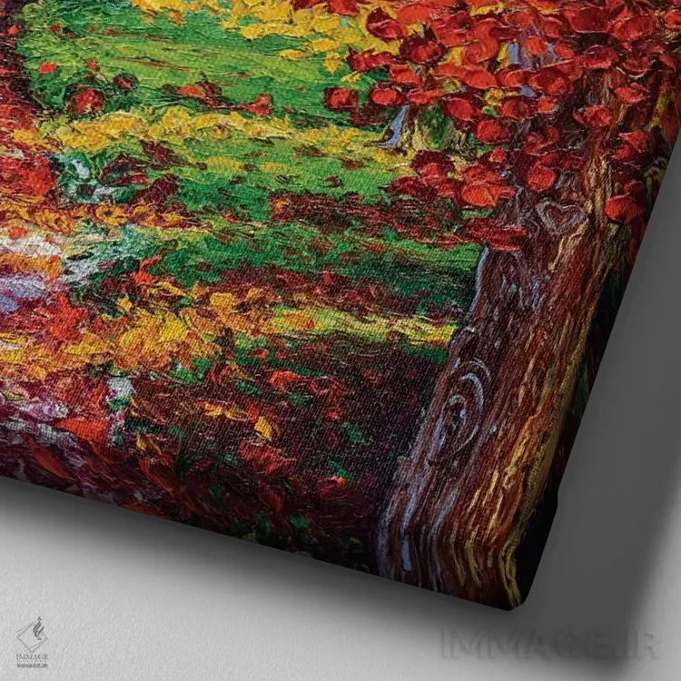 تابلو دکوراتیو مسیر قرمز اثر کیمبرلی آدامز - نمای نزدیک بافت بوم