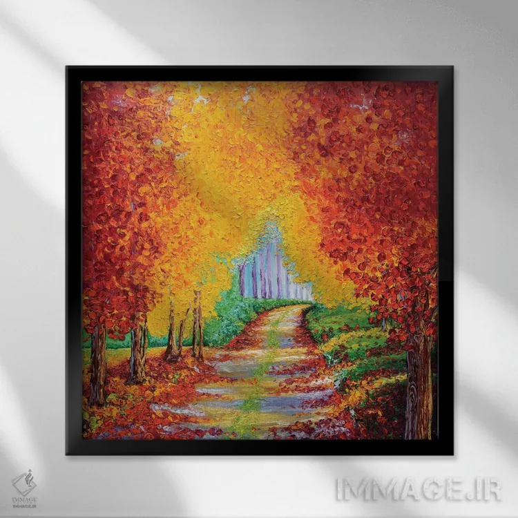 تابلو دکوراتیو مسیر قرمز اثر کیمبرلی آدامز - نمای قابدار مشکی