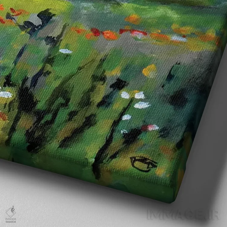 تابلو دکوراتیو مزرعه سبز اثر کیپ دکر - نمای نزدیک بافت بوم