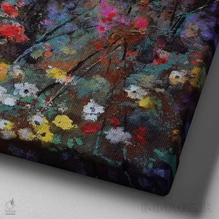 تابلو دکوراتیو دشت بهاری اثر کیپ دکر - نمای نزدیک بافت بوم