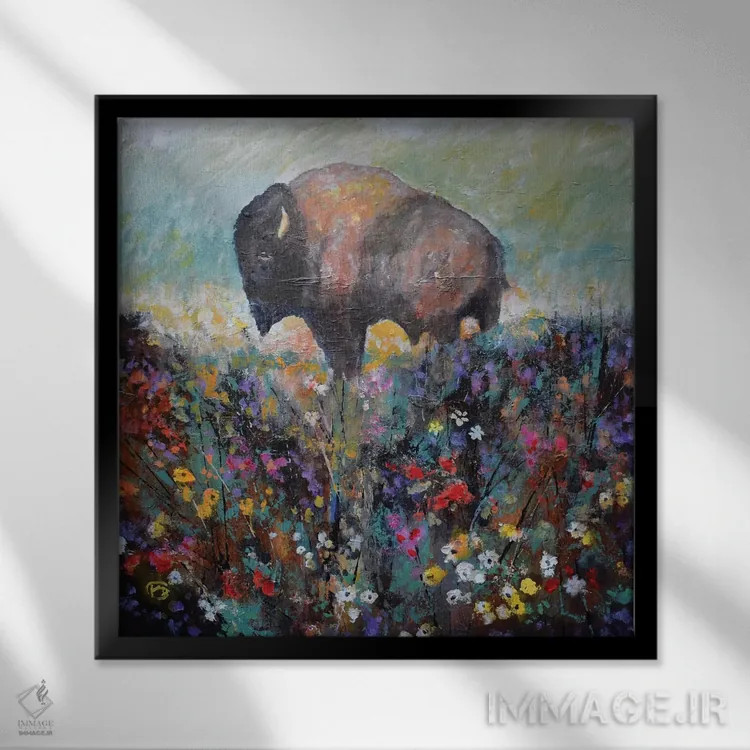 تابلو دکوراتیو دشت بهاری اثر کیپ دکر - نمای قابدار مشکی