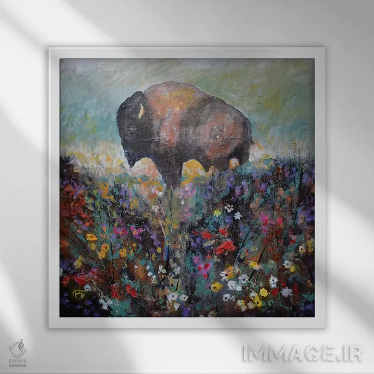 تابلو دکوراتیو دشت بهاری اثر کیپ دکر - نمای قابدار سفید