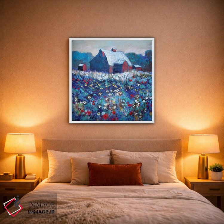 تابلو دکوراتیو گل ها کنار انبار قرمز اثر کیپ دکر - D1W