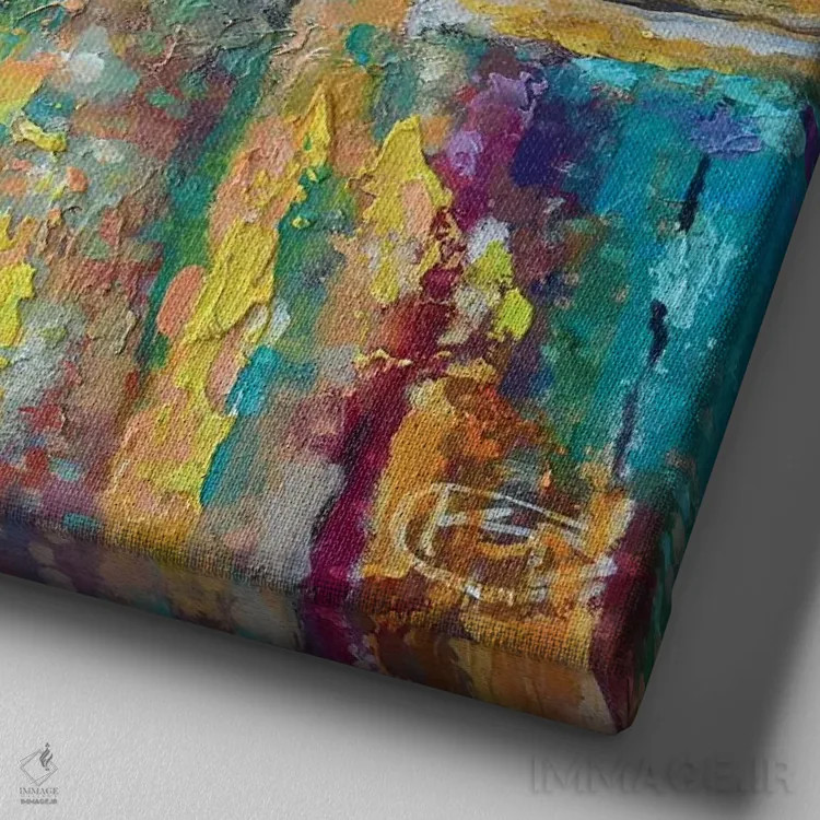 تابلو دکوراتیو طلوع بندر اثر کیپ دکر - نمای نزدیک بافت بوم