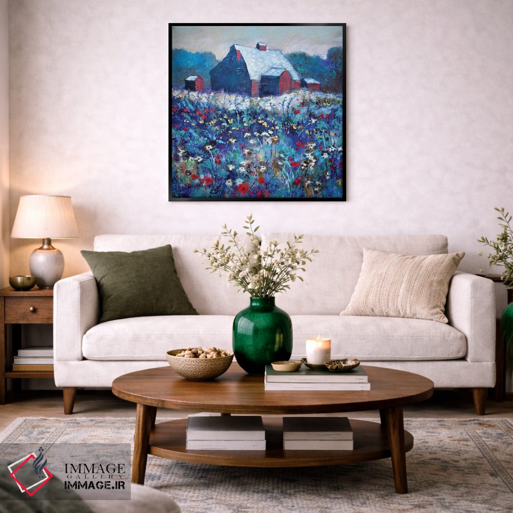 تابلو دکوراتیو گل ها کنار انبار قرمز اثر کیپ دکر - D4B