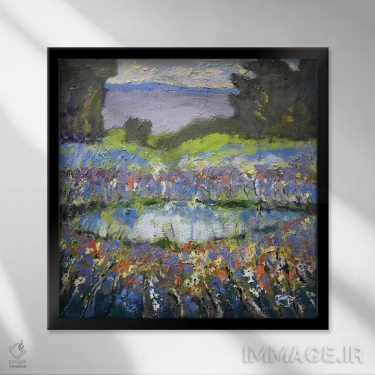 تابلو دکوراتیو برکه دامنه کوه اثر کیپ دکر - نمای قابدار مشکی