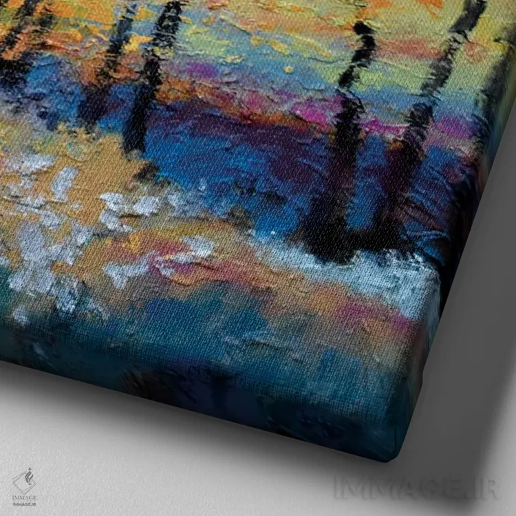 تابلو دکوراتیو انبار در جنگل اثر کیپ دکر - نمای نزدیک بافت بوم