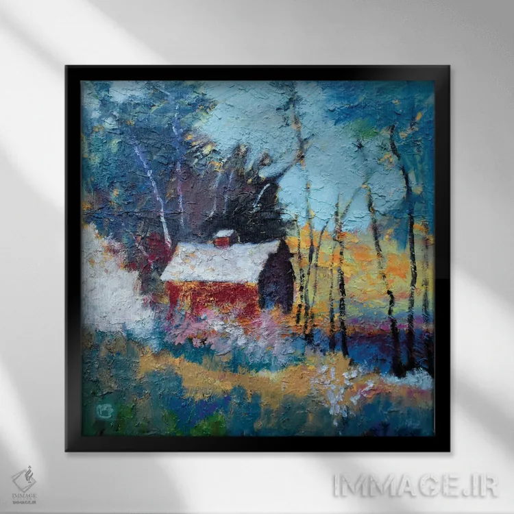 تابلو دکوراتیو انبار در جنگل اثر کیپ دکر - نمای قابدار مشکی