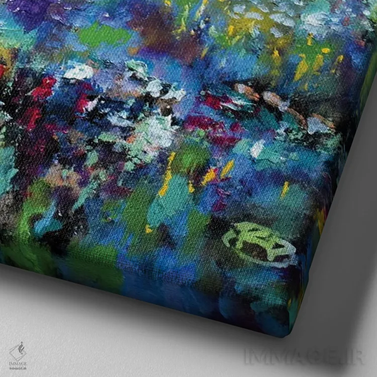 تابلو دکوراتیو بالای چراگاه اثر کیپ دکر - نمای نزدیک بافت بوم