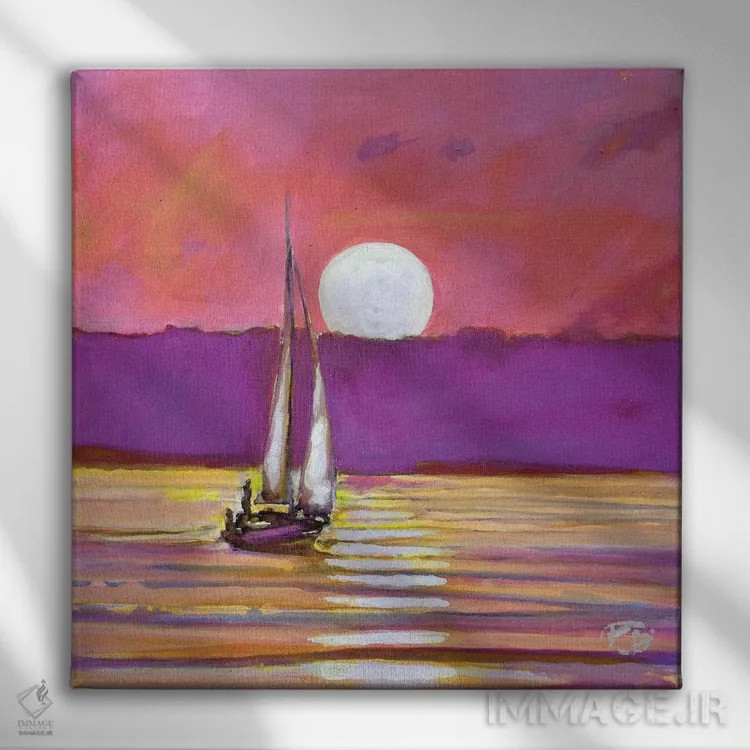 تابلو دکوراتیو قایق سواری زیر نور ماه اثر کیپ دکر - نمای روبهرو روی دیوار