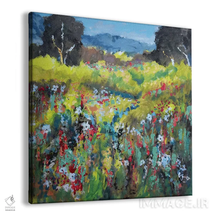 تابلو دکوراتیو مزرعه سبز زرد اثر کیپ دکر - نمای پرسپکتیو محصول