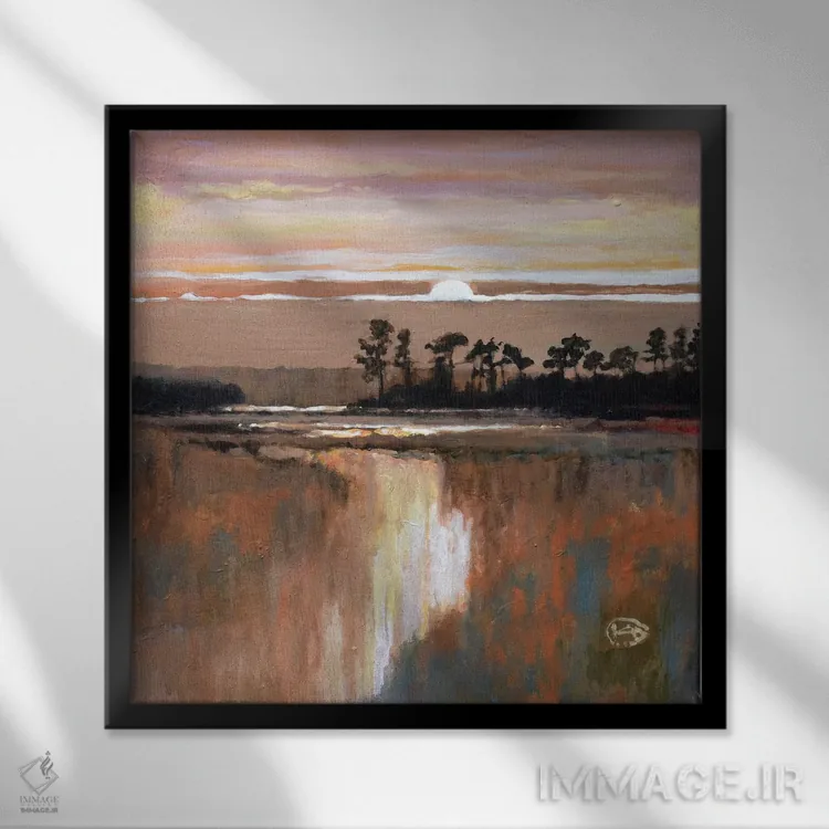 تابلو دکوراتیو طلوع ماه در نواحی پایین دست اثر کیپ دکر - نمای قابدار مشکی