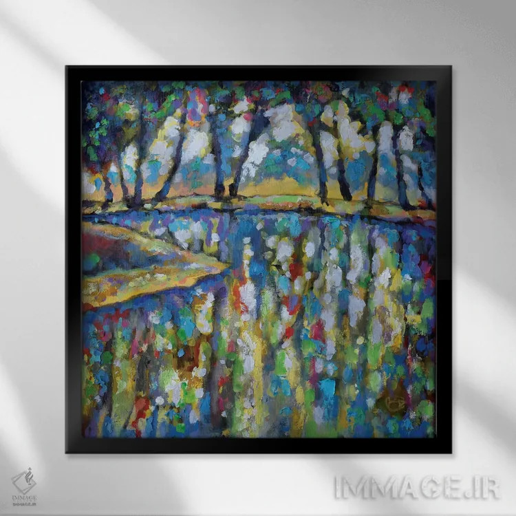 تابلو دکوراتیو برکه در ژوئیه اثر کیپ دکر - نمای قابدار مشکی