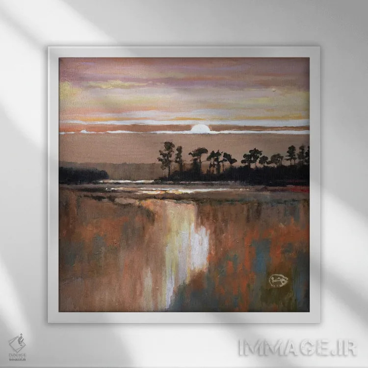 تابلو دکوراتیو طلوع ماه در نواحی پایین دست اثر کیپ دکر - نمای قابدار سفید