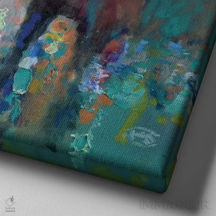 تابلو انتزاعی دور هم جمع شدن اثر کیپ دکر - نمای نزدیک بافت بوم