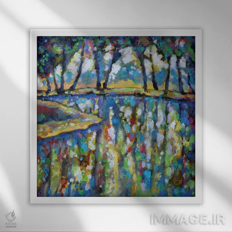 تابلو دکوراتیو برکه در ژوئیه اثر کیپ دکر - نمای قابدار سفید