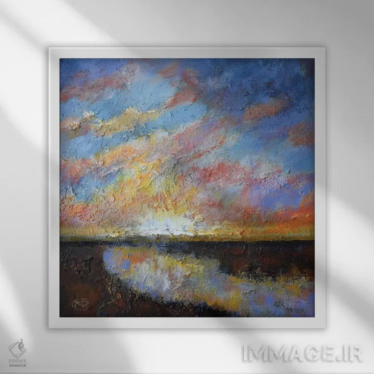 تابلو دکوراتیو طلوع رودخانه اثر کیپ دکر - نمای قابدار سفید