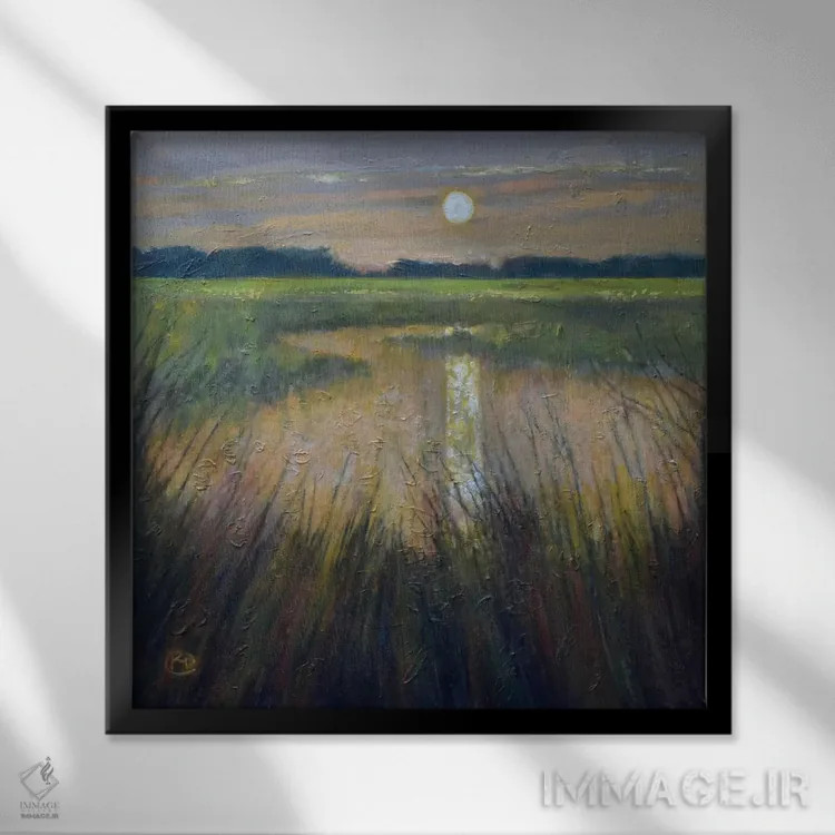 تابلو دکوراتیو ماه بالای مرداب اثر کیپ دکر - نمای قابدار مشکی