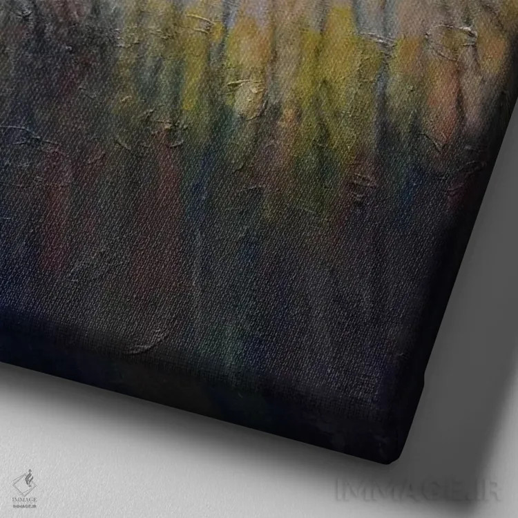 تابلو دکوراتیو ماه بالای مرداب اثر کیپ دکر - نمای نزدیک بافت بوم