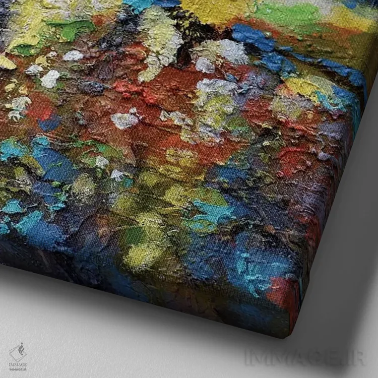 تابلو دکوراتیو جویبار تابستانی اثر کیپ دکر - نمای نزدیک بافت بوم