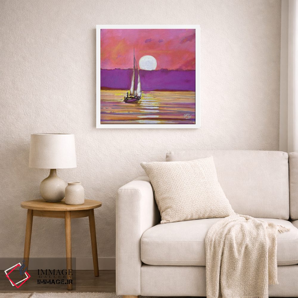 تابلو دکوراتیو قایق سواری زیر نور ماه اثر کیپ دکر - D5W