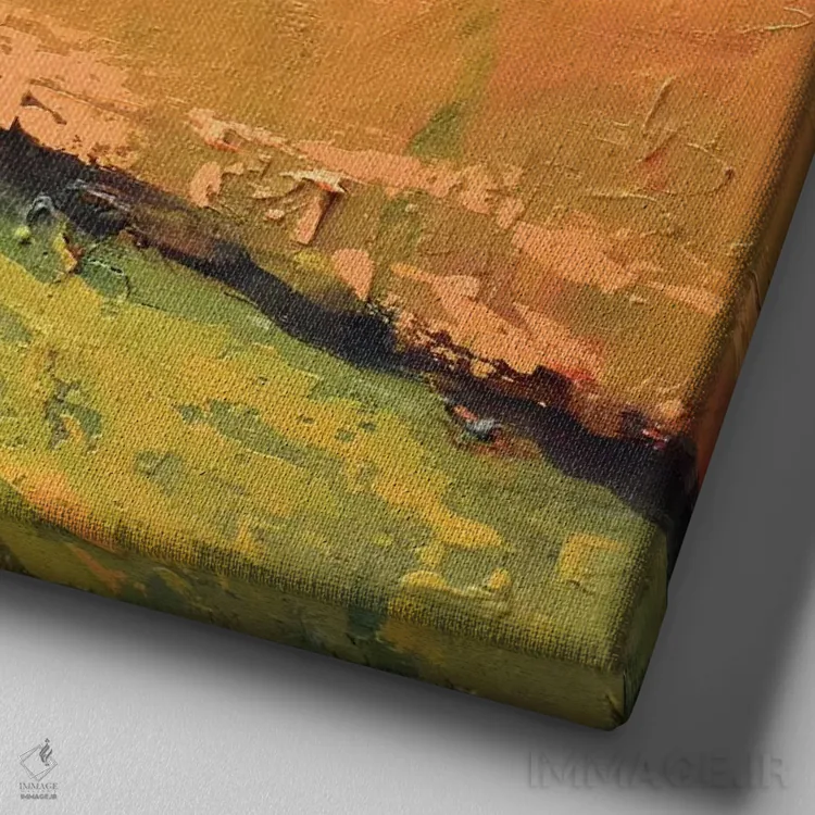 تابلو دکوراتیو تپه های تابستانی اثر کیپ دکر - نمای نزدیک بافت بوم