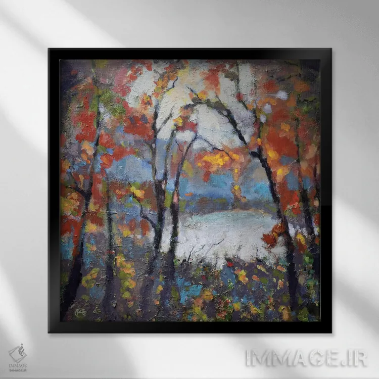 تابلو دکوراتیو میان درختان اثر کیپ دکر - نمای قابدار مشکی