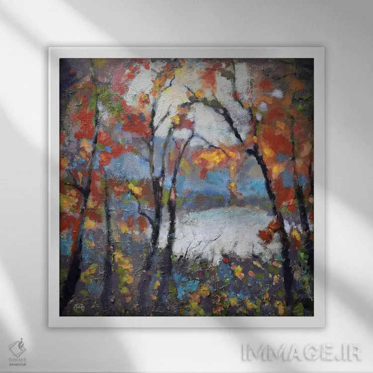 تابلو دکوراتیو میان درختان اثر کیپ دکر - نمای قابدار سفید