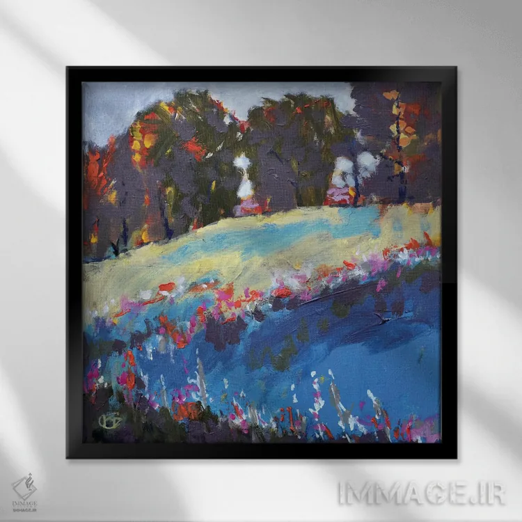 تابلو دکوراتیو درختان روی تپه اثر کیپ دکر - نمای قابدار مشکی