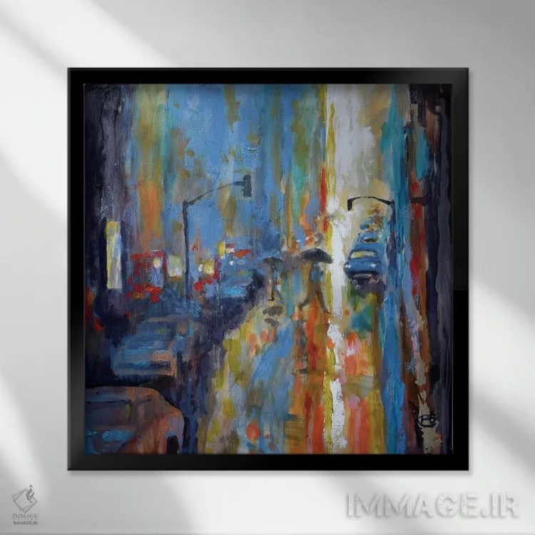 تابلو دکوراتیو باران ملایم اثر کیپ دکر - نمای قابدار مشکی