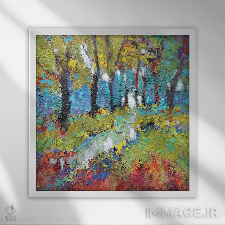 تابلو دکوراتیو مسیر جنگلی اثر کیپ دکر - نمای قابدار سفید