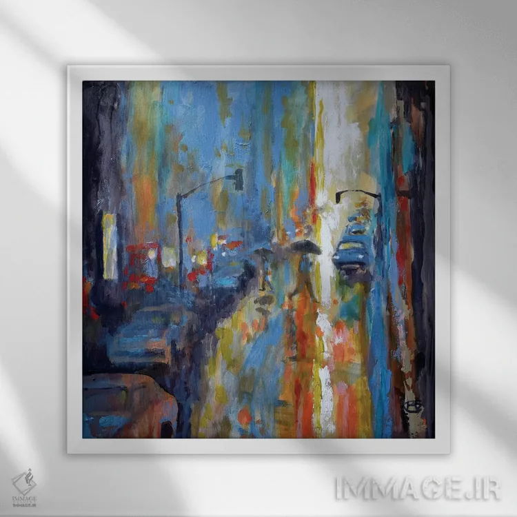 تابلو دکوراتیو باران ملایم اثر کیپ دکر - نمای قابدار سفید