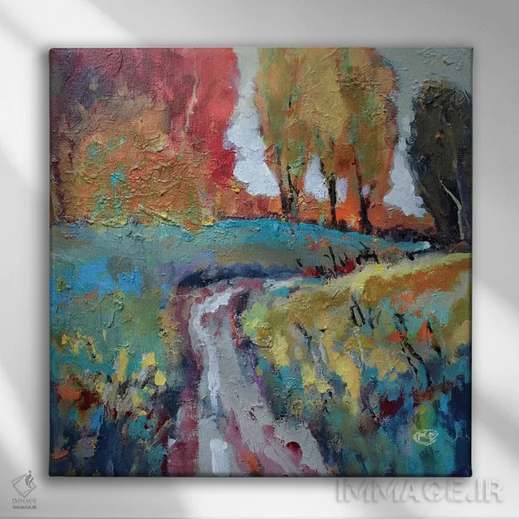 تابلو انتزاعی آن سوی تپه اثر کیپ دکر - نمای روبهرو روی دیوار