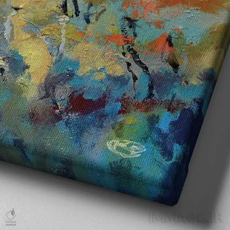 تابلو انتزاعی آن سوی تپه اثر کیپ دکر - نمای نزدیک بافت بوم