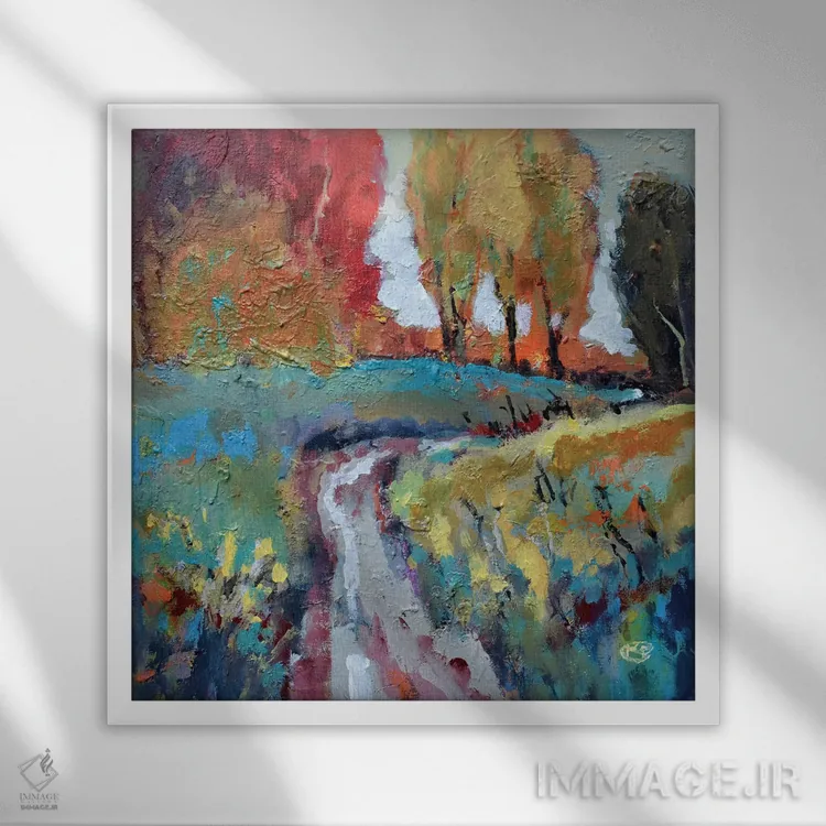 تابلو انتزاعی آن سوی تپه اثر کیپ دکر - نمای قابدار سفید