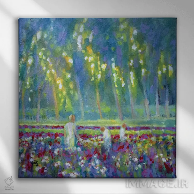 تابلو دکوراتیو سه خواهر با گل اثر کیپ دکر - نمای روبهرو روی دیوار