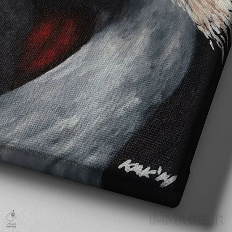 تابلو دکوراتیو درنای تاج دار اثر هنر و طراحی KAK - نمای نزدیک بافت بوم