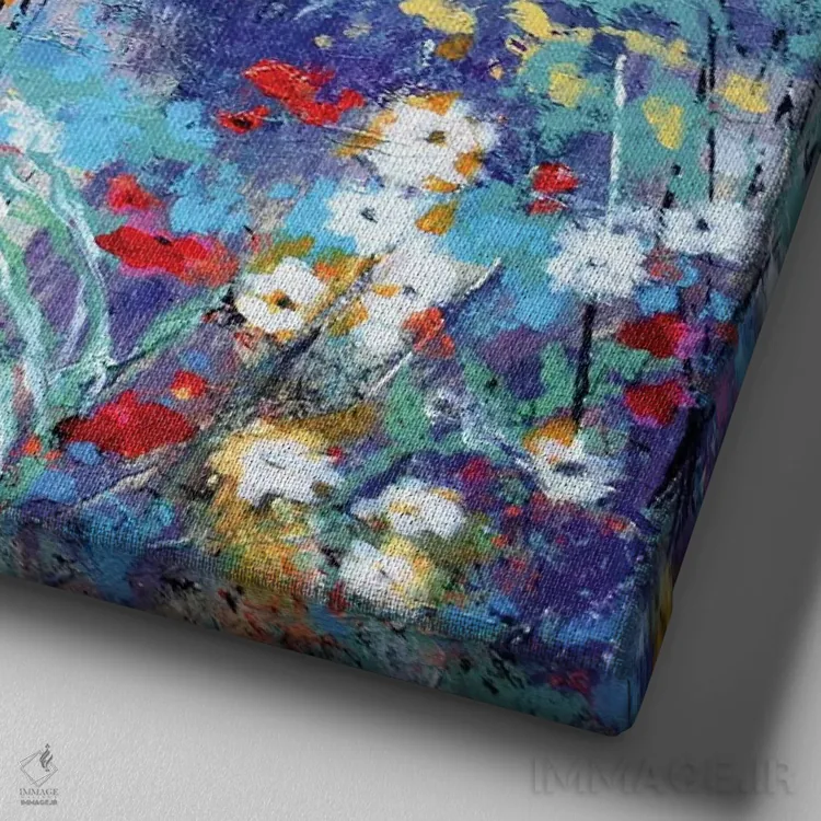 تابلو دکوراتیو گل های بهاری I اثر کیپ دکر - نمای نزدیک بافت بوم