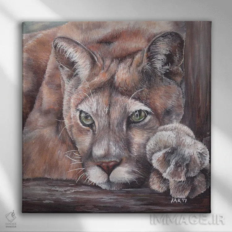 تابلو دکوراتیو یوزپلنگ کوهستان اثر هنر و طراحی KAK - نمای روبهرو روی دیوار