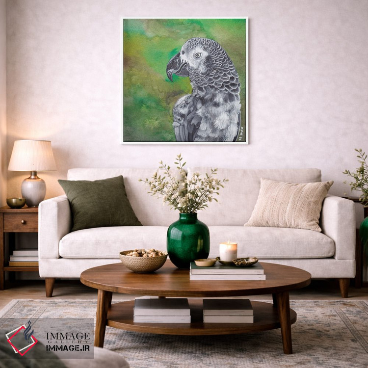 تابلو دکوراتیو طوطی خاکستری آفریقایی اثر هنر و طراحی KAK - D2W