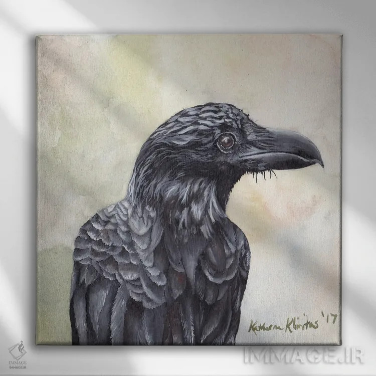 تابلو دکوراتیو کلاغ اثر هنر و طراحی KAK - نمای روبهرو روی دیوار