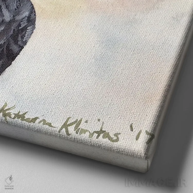 تابلو دکوراتیو کلاغ اثر هنر و طراحی KAK - نمای نزدیک بافت بوم