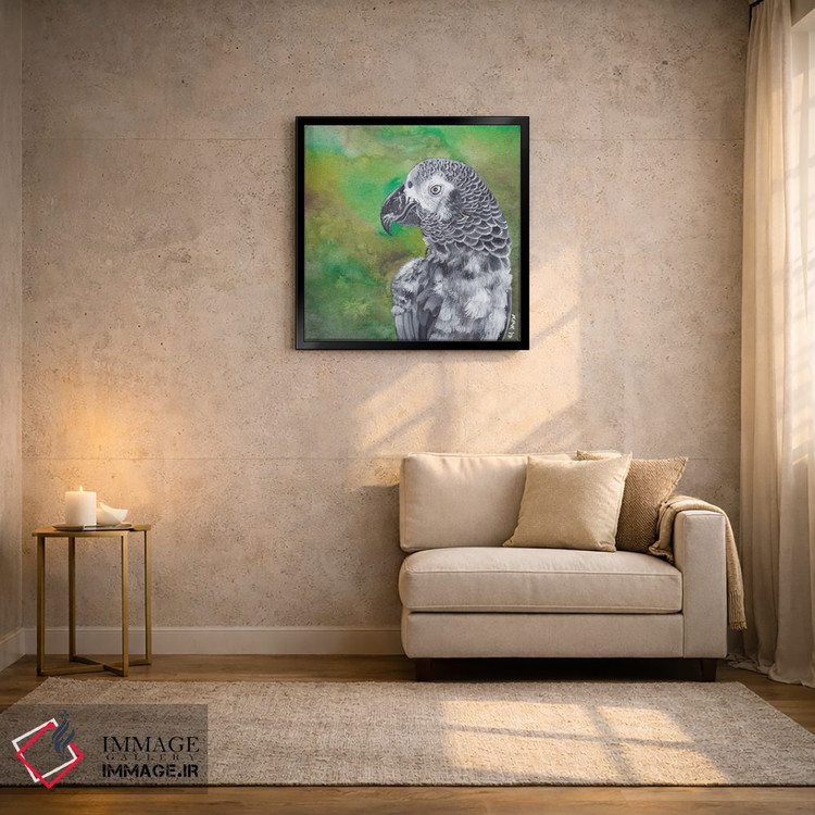تابلو دکوراتیو طوطی خاکستری آفریقایی اثر هنر و طراحی KAK - D4B