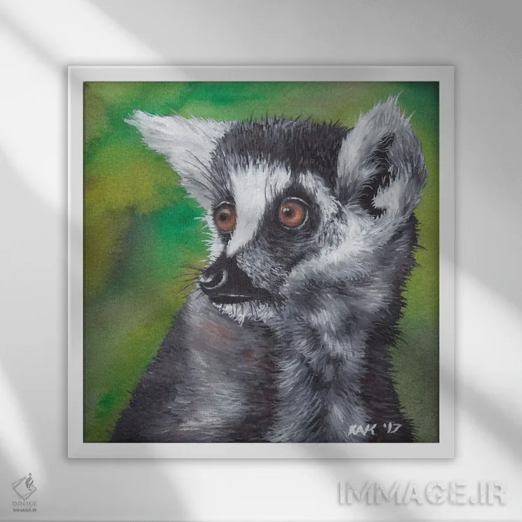 تابلو دکوراتیو لمور اثر هنر و طراحی KAK - نمای قابدار سفید