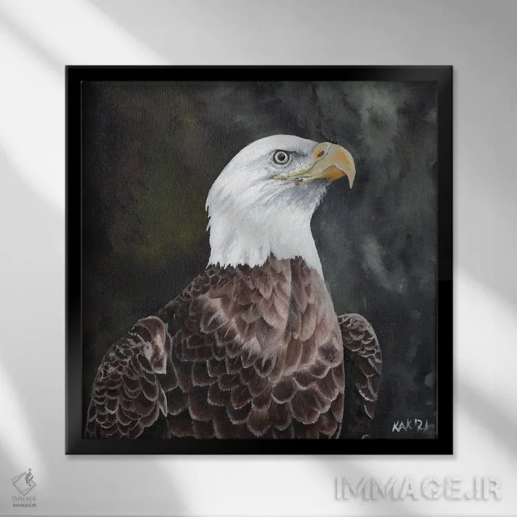 تابلو دکوراتیو عقاب II اثر هنر و طراحی KAK - نمای قابدار مشکی