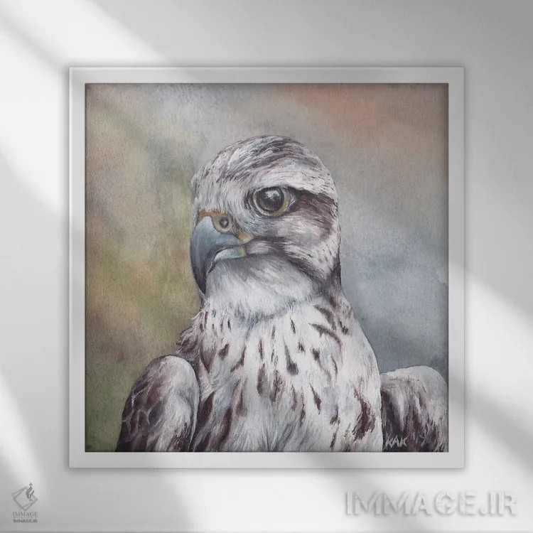 تابلو دکوراتیو شاهین اثر هنر و طراحی KAK - نمای قابدار سفید