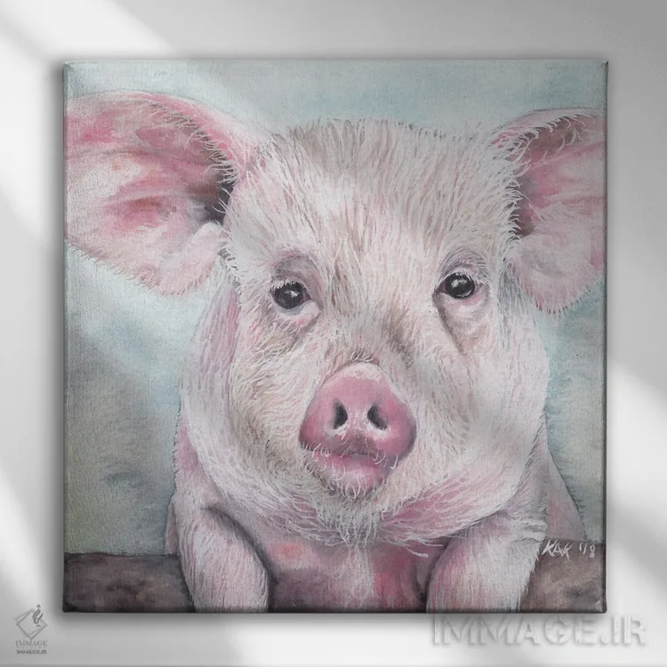 تابلو دکوراتیو خوک I اثر هنر و طراحی KAK - نمای روبهرو روی دیوار