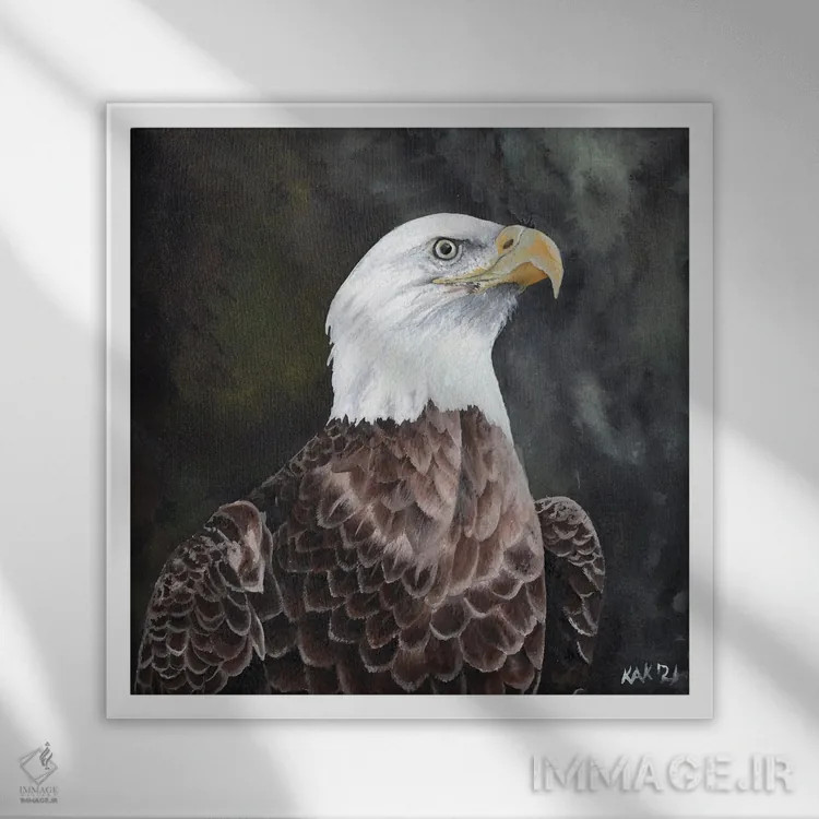 تابلو دکوراتیو عقاب II اثر هنر و طراحی KAK - نمای قابدار سفید